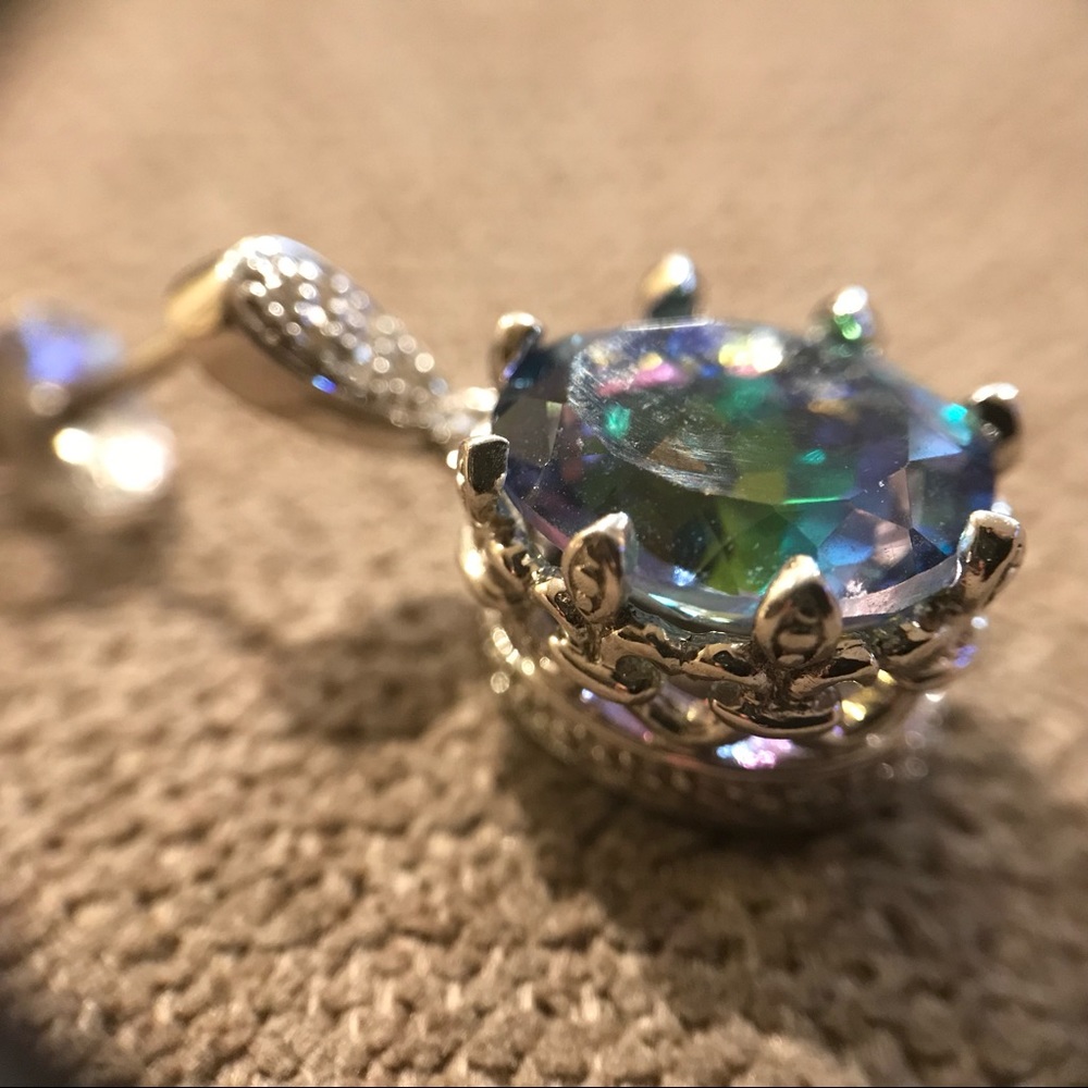 Mystic Topaz necklace pendant and earring set